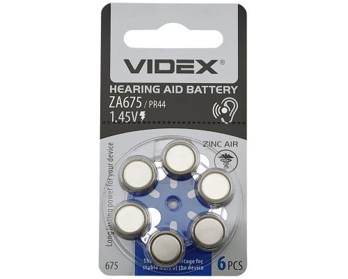 Батарейка для слухового апарату Videx ZA675, PR-44 1.45V (1шт) PLS-00-00160161
