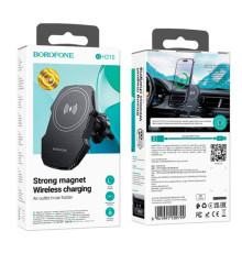 Автотримач з бездротовим ЗП BOROFONE BH215 Adelante magnetic wireless 5W/7.5W/10W/15W чорний mag-694199110979929789