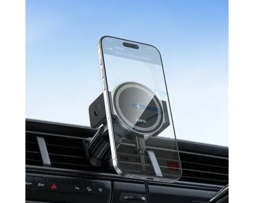 Бездротовий АЗП HW35 Power electric magnetic wireless fast charging car holder(air outlet) black mag-6942007660792145306