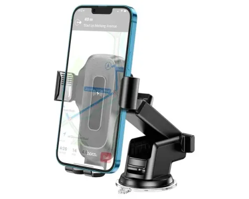 Бездротовий АЗП Hoco HW3 Wise automatic induction fast charging car holder(center console) Black mag-6931474791849154061