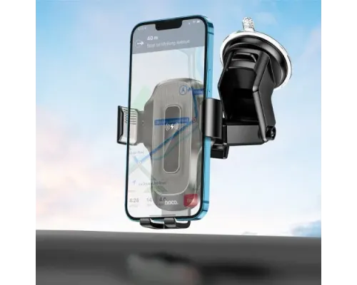 Бездротовий АЗП Hoco HW3 Wise automatic induction fast charging car holder(center console) Black mag-6931474791849154061