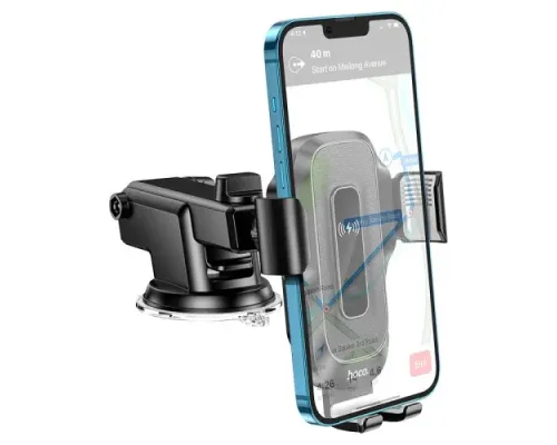 Бездротовий АЗП Hoco HW3 Wise automatic induction fast charging car holder(center console) Black mag-6931474791849154061