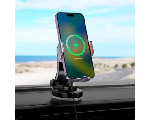 Бездротовий АЗП Hoco HW8 Transparent Discovery Edition wireless fast charging (center console) gray mag-6942007608152144416