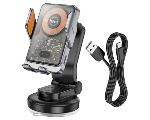 Бездротовий АЗП Hoco HW8 Transparent Discovery Edition wireless fast charging (center console) gray mag-6942007608152144416