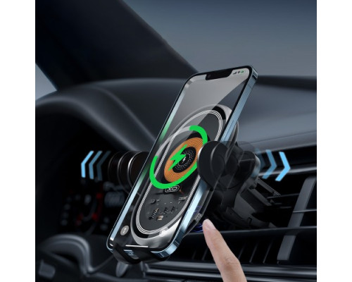 Автотримач XO WX038 Car wireless charging 15W holder Чорний mag-6920680848720142402