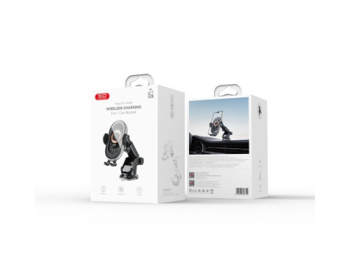 Автотримач XO WX038 Car wireless charging 15W holder Чорний mag-6920680848720142402