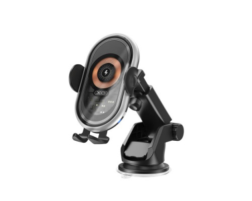 Автотримач XO WX038 Car wireless charging 15W holder Чорний mag-6920680848720142402