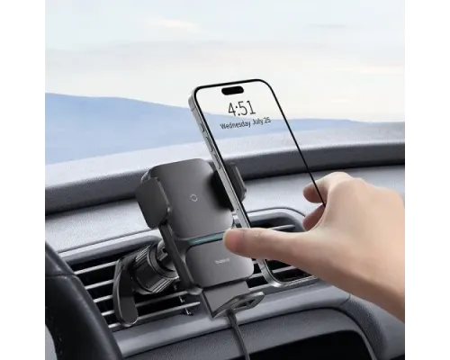 Бездротовий АЗП Baseus Wisdom Auto Alignment Car Mount Wireless QI 15W Air Outlet Black CGZX000001 mag-6932172605568145670