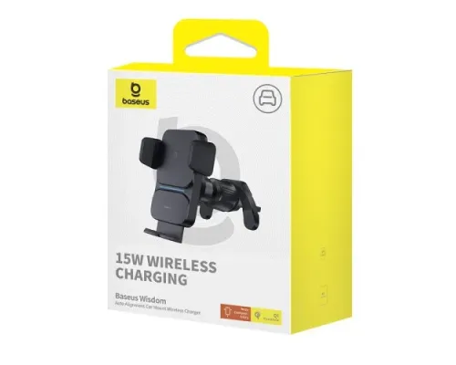Бездротовий АЗП Baseus Wisdom Auto Alignment Car Mount Wireless QI 15W Air Outlet Black CGZX000001 mag-6932172605568145670
