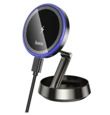 Бездротовий АЗП Hoco HW33 Metal ring magnetic wireless fast charging car holder Black mag-6942007647946153031
