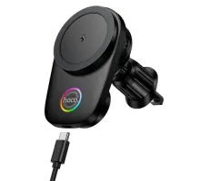 Бездротовий АЗП Hoco HW36 electric rotating magnetic wireless fast charging car holder Black mag-6942007672023153117