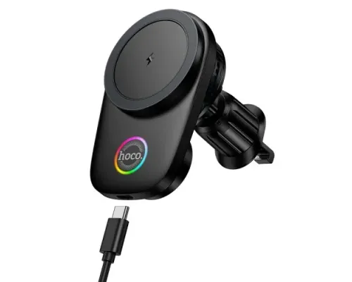 Бездротовий АЗП Hoco HW36 electric rotating magnetic wireless fast charging car holder Black mag-6942007672023153117