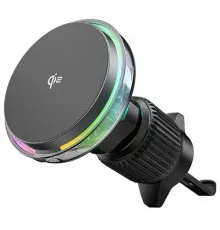 Бездротовий АЗП WiWU CH-324 Qi2 AURORA Car Wireless Charger Black mag-6977703652918153599