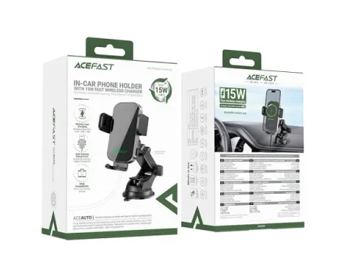Бездротовий АЗП ACEFAST D53 wireless charging car holder with electric clamp Black mag-6974316284246153309