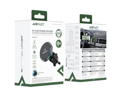 Бездротовий АЗП ACEFAST D61 Qi2 25W magnetic wireless charging car holder metal grey mag-6974316285786153808