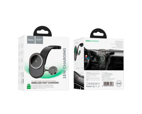 Бездротовий АЗП Hoco HW28 Excelso 2-in-1 wireless fast charging car holder Black mag-6942007630566137263