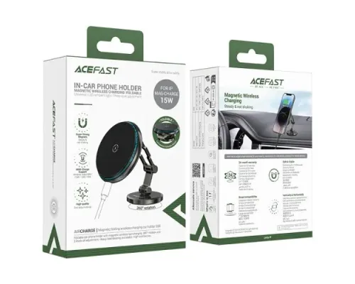 Бездротовий АЗП ACEFAST D30 MagSafe folding wireless charging car holder Black mag-6974316283089153274