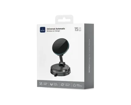 Бездротовий АЗП WiWU CH-326 Universal Automatic Wireless Car Charger Black mag-6977703658811153651