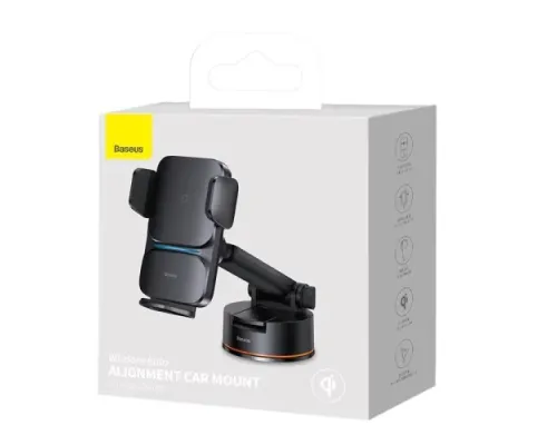 Бездротовий АЗП Baseus Wisdom Auto Alignment Car Mount Wireless QI 15W Black CGZX000101 mag-6932172605575153215