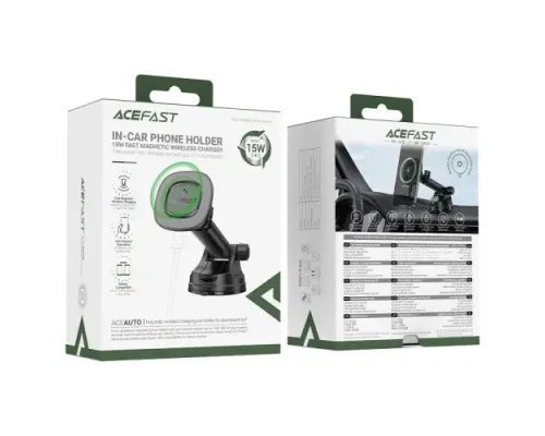 Бездротовий АЗП ACEFAST D47 MagSafe wireless charging car holder for dashboard Black mag-6974316284116153300