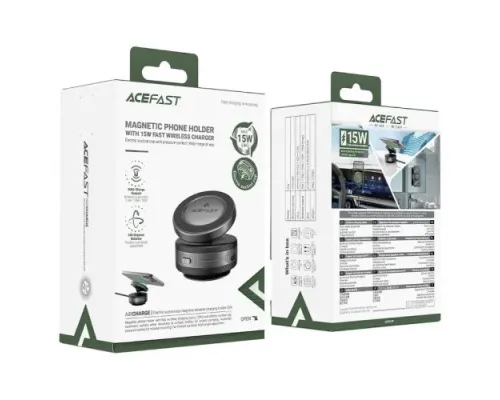 Бездротовий АЗП автовакумный ACEFAST E29 electric Suction cup MagSafe wireless charging Metal gray mag-6974316284840153323