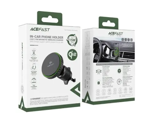 Бездротовий АЗП ACEFAST D33 Qi2 magnetic wireless charging car holder for air vent Black mag-6974316280293153266