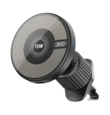 Автотримач XO CX025 Magnetic Car Air Vent 15W Wireless Charger Чорний mag-6920680856565147299