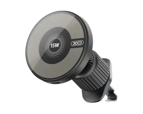 Автотримач XO CX025 Magnetic Car Air Vent 15W Wireless Charger Чорний mag-6920680856565147299