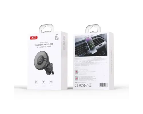 Автотримач XO CX025 Magnetic Car Air Vent 15W Wireless Charger Чорний mag-6920680856565147299