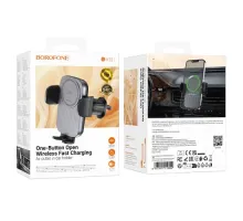 Автотримач з бездротовим ЗП BOROFONE BH221 Path push-type 5W/7.5W/10W/15W чорний mag-6941991119002152226
