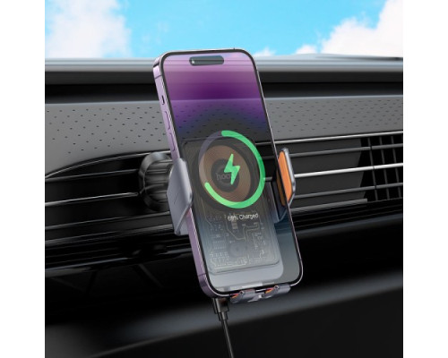 Бездротовий АЗП Hoco HW7 Transparent Discovery Edition wireless fast charging black mag-6942007608145138117