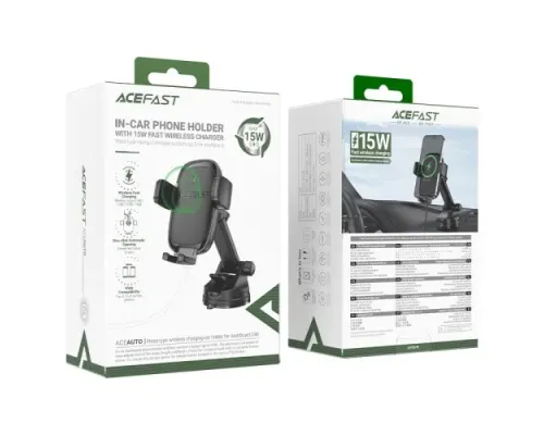 Бездротовий АЗП ACEFAST D49 press type wireless charging car holder for dashboard Black mag-6974316284130153302