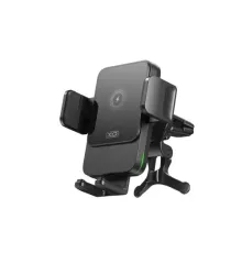 Автотримач XO WX041 Dual Arm Air Outlet 15W Wireless Charger Сірий mag-6920680856619147300