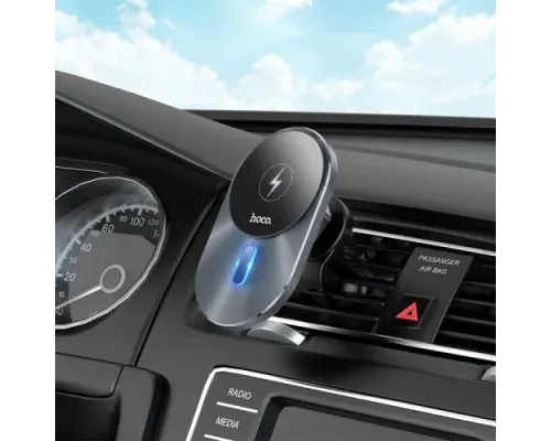 Бездротовий АЗП Hoco CA91 Magic magnetic wireless fast charging car holder 5W-15W Grey mag-6931474753465143675