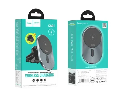 Бездротовий АЗП Hoco CA91 Magic magnetic wireless fast charging car holder 5W-15W Grey mag-6931474753465143675