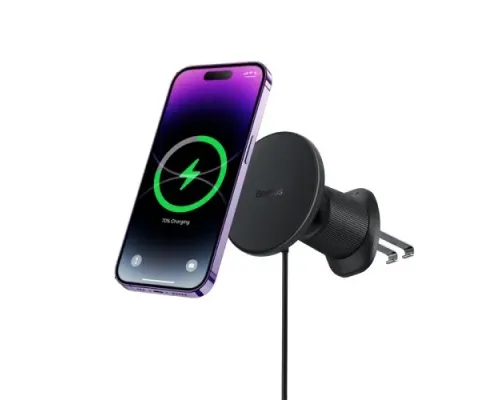Бездротовий АЗП Baseus CW01 MagSafe Wireless Charging Car Mount Air Vent 15W Black C40141001111-00 mag-6932172632151151252