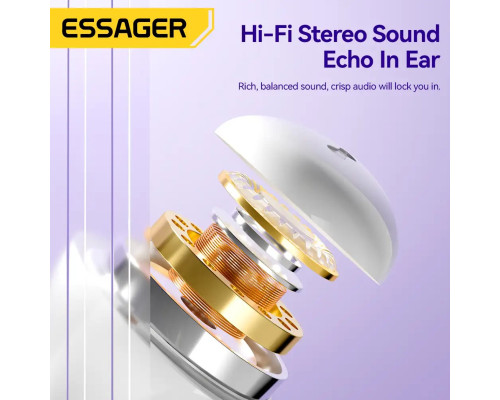 Навушники ESSAGER (color box) Shining TWS Bluetooth earphones White