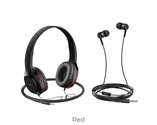 Навушники HOCO W24 Enlighten headphones with mic set Red