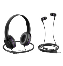 Навушники HOCO W24 Enlighten headphones with mic set Purple