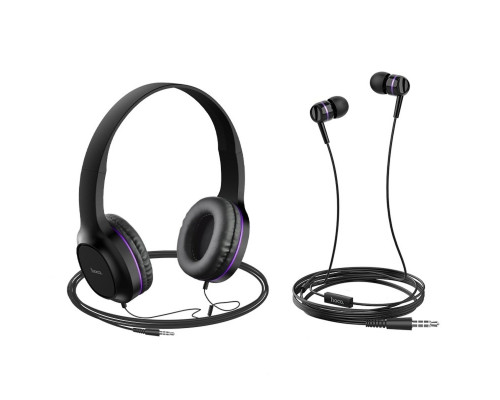 Навушники HOCO W24 Enlighten headphones with mic set Purple