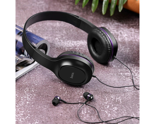 Навушники HOCO W24 Enlighten headphones with mic set Purple