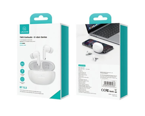 Bluetooth stereo гарнитура Usams USAMS-XD18 TWS Earbuds -X-don Series BT5.3 white