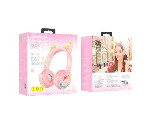 Навушники BOROFONE BO15 Cat ear BT headphones Girl Pink