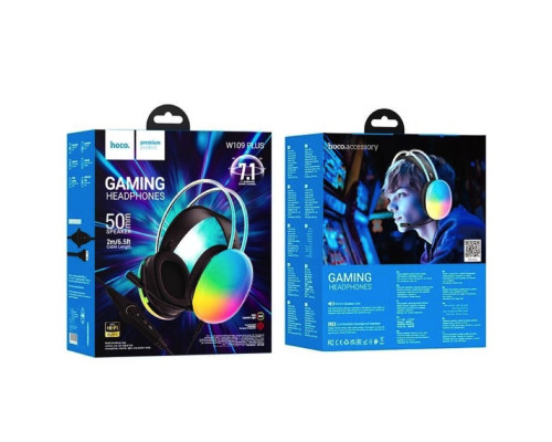 Навушники HOCO W109 Plus Rich USB7.1 channel gaming headphones Black