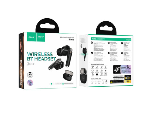 Навушники HOCO EQ12 Rima true wireless BT headset Black