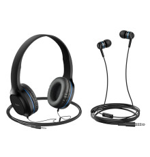 Навушники HOCO W24 Enlighten headphones with mic set Blue