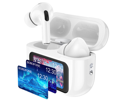 Навушники BOROFONE BW76 Brocade true wireless ANC noise reduction touch screen BT headset Champagne White