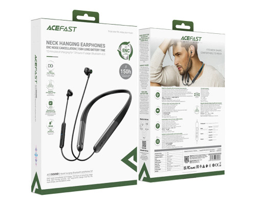 Навушники ACEFAST N1 neck hanging Bluetooth earphones Black