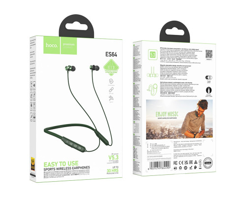 Навушники HOCO ES64 Easy Sound sports BT earphones Dark Green