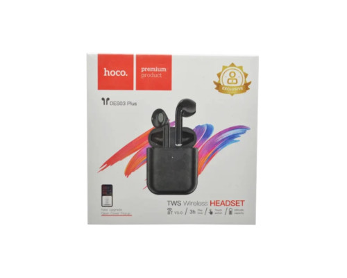 Навушники HOCO DES03 Plus Wireless headset(With black silicone sleeve) Black